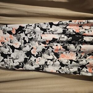 Floral Black and White Dress with Pink Accents